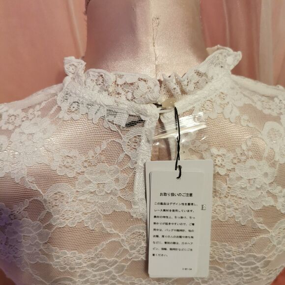 Cecil Mcbee Top Women's Small White Lace Party Casual Sheer Festival Costume Y2K - Picture 8 of 12